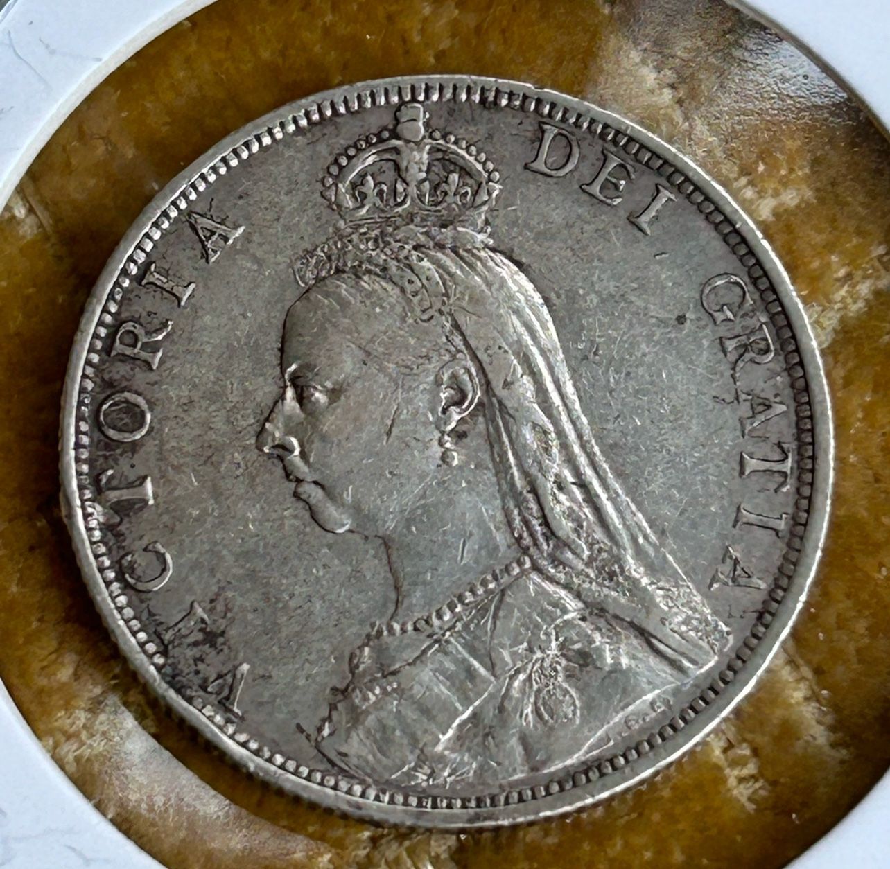 1890 Great Britain Double Florin, a silver coin worth four...