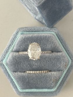 3.20 CT Oval Cut Diamond Engagement Ring – 14K White Gold – Size 7