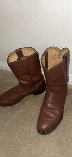 Justin Brown Leather Cowboy Boots size 9.5 Mens