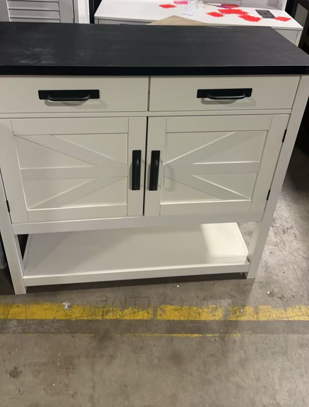 Console Table with 2-Door Cabinet Bar,