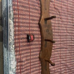 Vintage Rustic Solid Wood Wall Coat Rack – Hand Carved Pegs – Cabin / Lodge Style – 55”