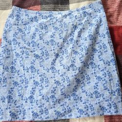 Blue Floral Express Fitted Skirt 