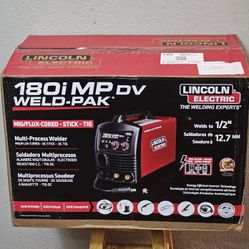 Lincoln Electric 180 Amp Weld-Pak 180i Multi-
Process Stick/MIG/Flux-
Core/TIG, 120V or 230V
Aluminum Welder Brand New 