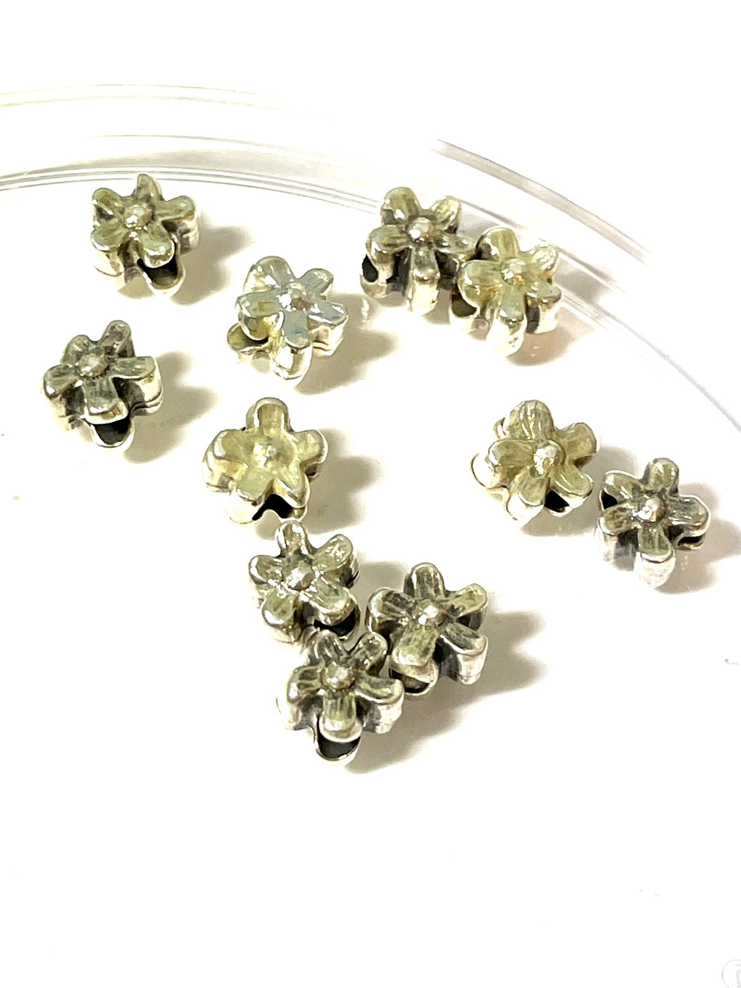Sweet Sterling Flower Beads 11pc