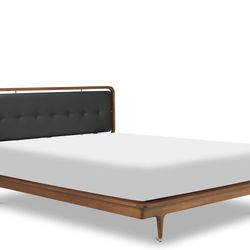 Mid Century Modern Platform Bed – Scandinavian Designs Hendrick – Solid Wood – Queen