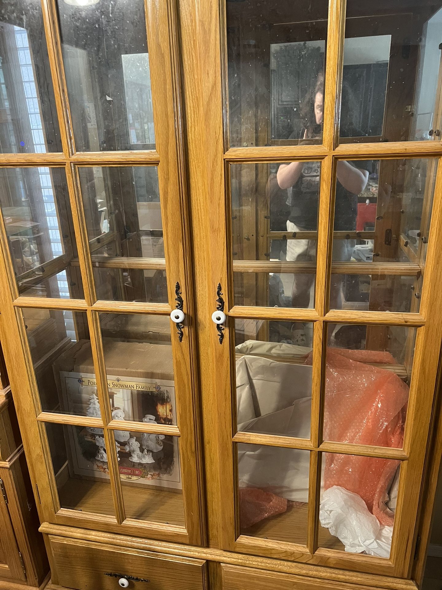 Oak Curio Collectors Cabinet