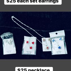Silver Earrings And Necklace 