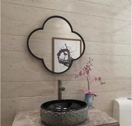 Clover Shape Wall Mirror Black Frame