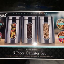 BRAND NEW 3 PIECE CANISTER SET.