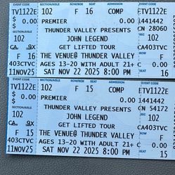   John Legend Concert ( Front stage Tickets)🎟️ Thunder Valley Casino, 11/22/25 Almost Sold Out!