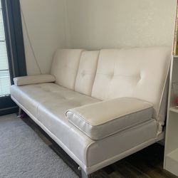 White Faux Leather Couch
