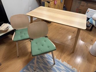 IKEA LISABO Dining Table + 2 Chairs — Ash Veneer