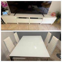 Tv Stand + Dining table with 4 chairs