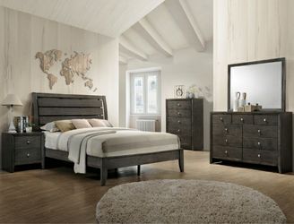 New 5pc. Grey Queen Bedroom Set