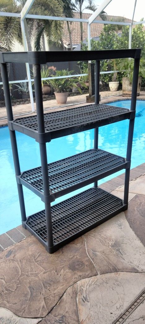 4ft x 3ft pvc storage rack organizer shelf kitchen garage plants closet pool deck shelves boat tool