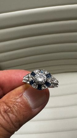 Art Deco Style Diamond and Sapphire Ring size 7