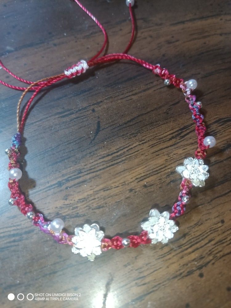 BEADED MACRAME' BRACELET/ANKLET