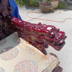 Beautiful Chinese Red Dragon Bench