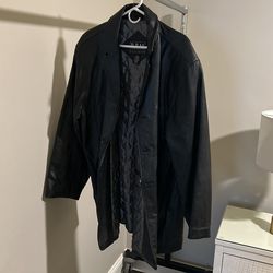 Men’s Large Black Leather Coat