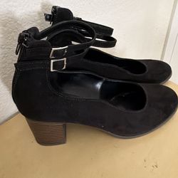 Black Suede Ankle Strap Heels