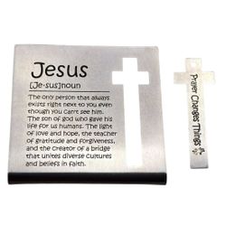 Jesus Prayer Changes Things Metal Plaque Cross Bookmark Christian Gift New