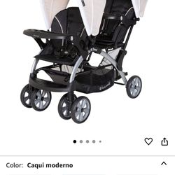 Baby Trend Cochecito doble para bebés y niños pequeños con arnés y canasta, color caqui