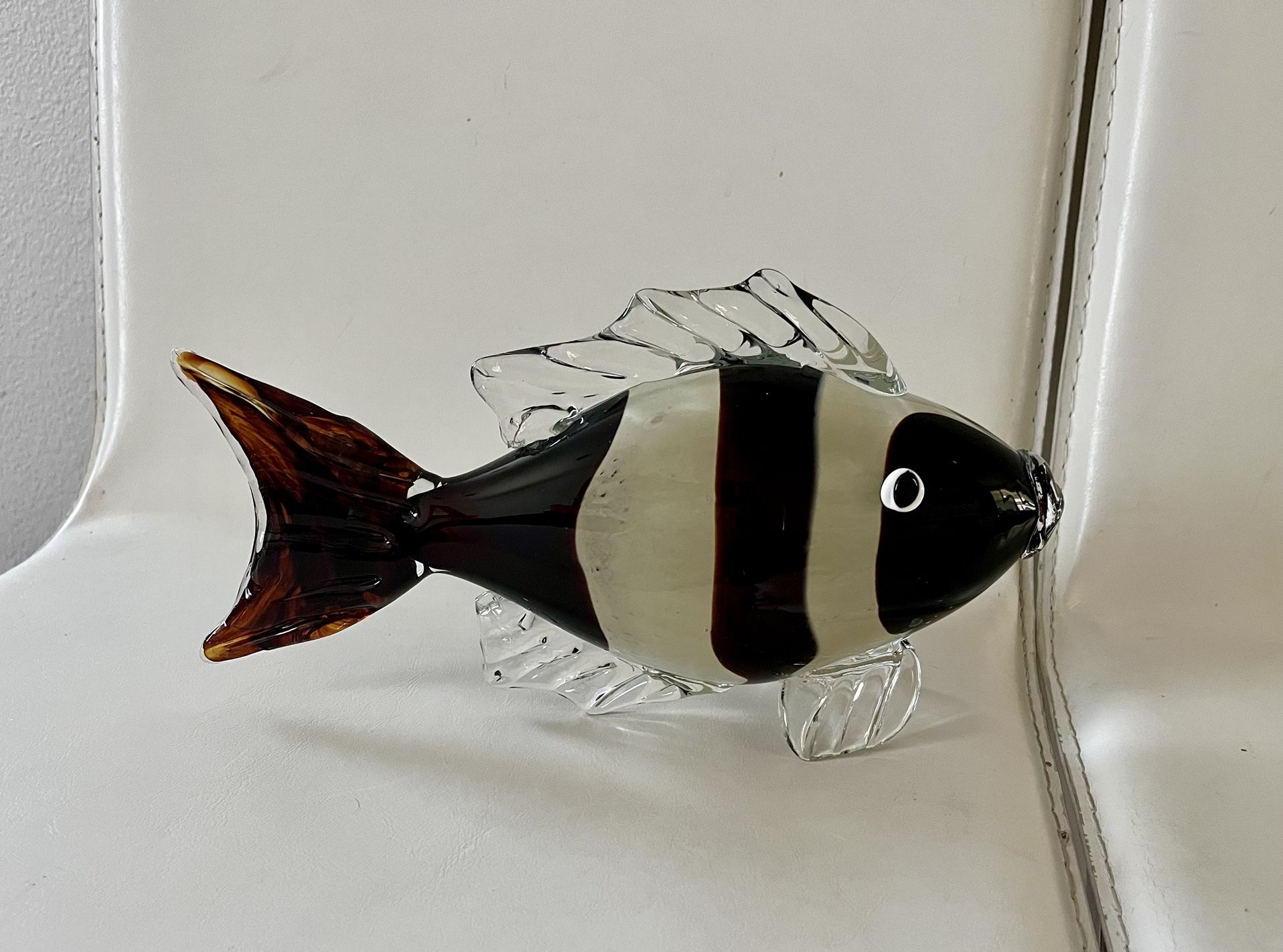 Glass Fish Figurine - Black and Brown