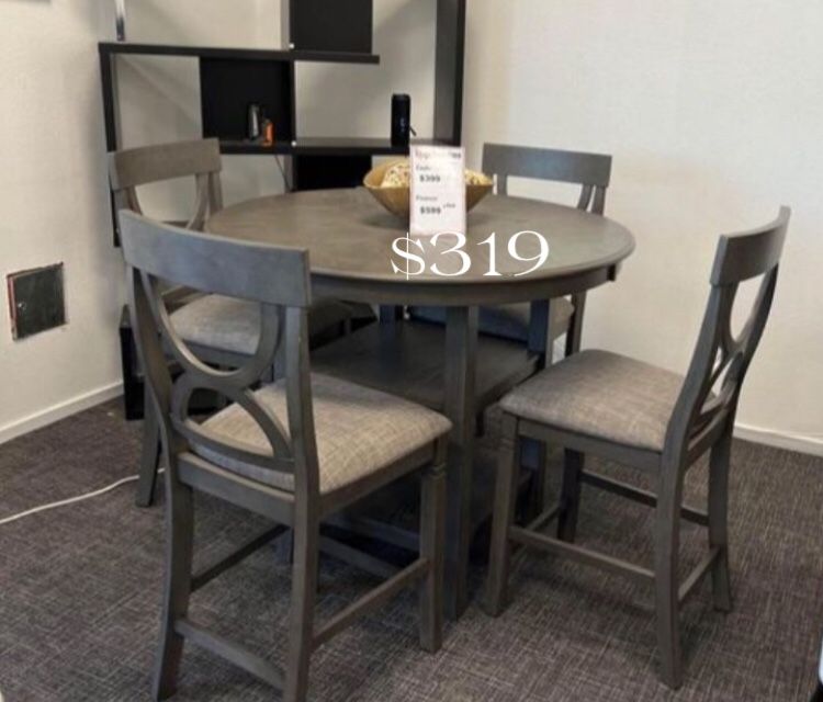 Beautiful! 5-pc Counter Height Dining Set Grey Finish