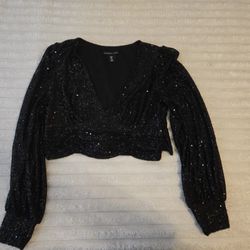 Black sequined crop top