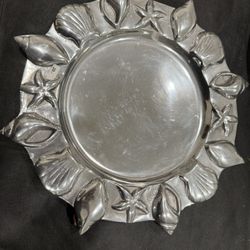 NEW Solid Pewter Coastal Seashell Serving Platter – Large 12” Silver Beach-Themed Tray/Dish
