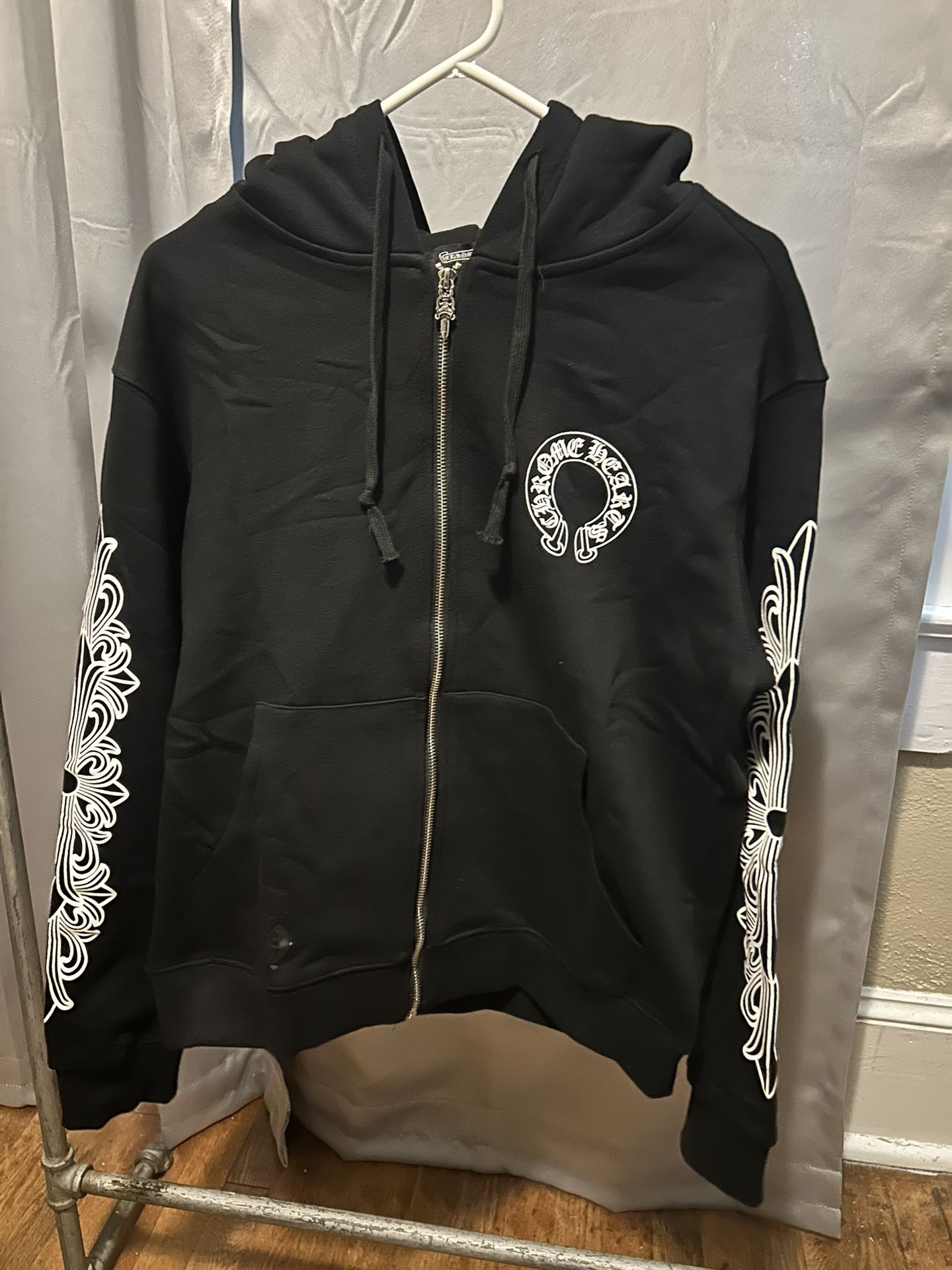 Chrome Heart Black Zip Up Hoodie Size Medium.