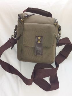 Vintage Platinum DSLR Small Camera Bag Dark Green Dark Brown