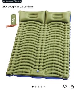 Double Camping Sleeping pad with Pillow & Built-in Foot Pump