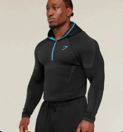 Gymshark Onyx 5.0 Seamless Hoodie - XXL Black/Onyx Grey