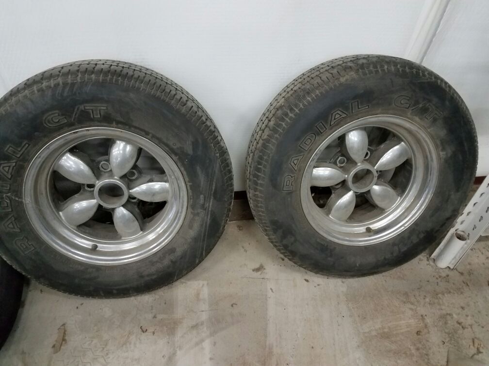 Pair of american racing 200s daisy coke bottle torq thrust cragar style wheels chrome