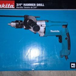 Makita hp2050 3/4" hammer drill, 6.6 amp, 2-speed, var. spd., reversible, case