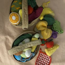 Cotton Fruit Veggie Baskets kids kitchen toy