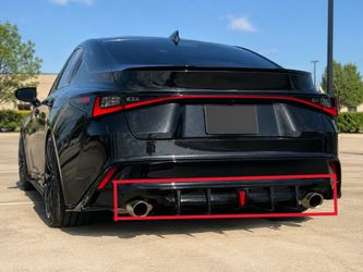 2021-2025 Lexus IS300 IS350 Gloss Black Rear Bumper Diffuser w LED Light