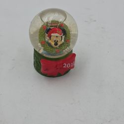 Disney Snow Globe 2011 Mickey Mouse Wreath JC Penney Christmas 2.375" Mini