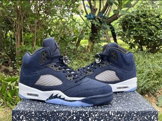 Air Jordan 5 Retro Navy Blue Suede Sneakers
