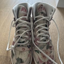 adidas Floral High-Top Sneakers – White/Rose Print
