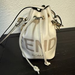 Fendi Mini Montresor Leather Shoulder Bag Cream