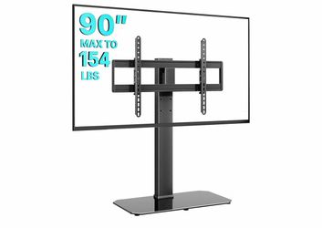 Universal Table Top TV Stand Swivel for 43-90'' TVs, Holds 154 Lbs Full-coverage Steel Column, for VESA 100x100mm to 600x400mm, Flexible Height & Angl