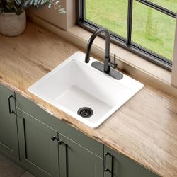 SINKOLOGY
Jackson 25 in. 3-Hole Drop-In Single Bowl Crisp White Fireclay Kitchen Sink