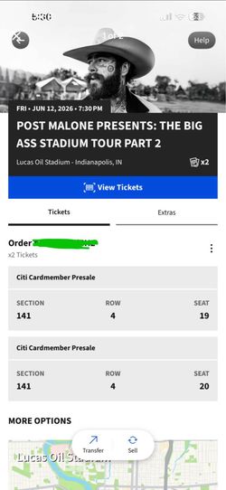 Post Malone Tickets June 12 section 141