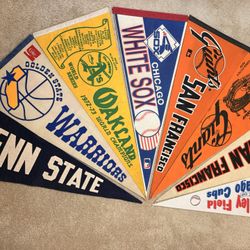 Vintage NCAA MLB NFL NHL NBA Pennants 34 Lot