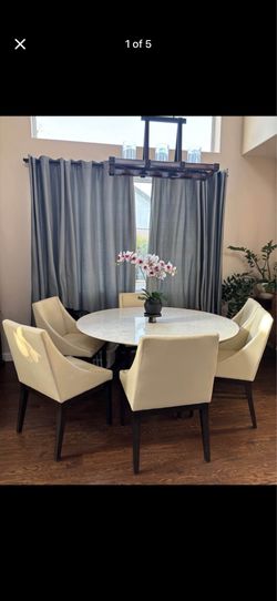 Round Marble Dining Table with 6 Chairs