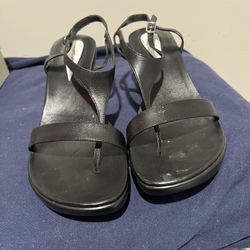 Black Leather Sandals 10