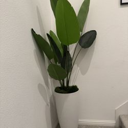 Faux Banana Leaf Fake Plant With White Pot Set Of 2 For $220..