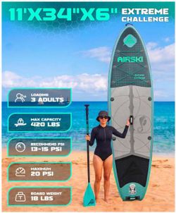 Airski Extreme Challenge Inflatable SUP Board 11'x34"x6"
